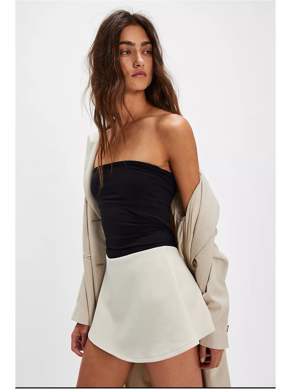 NWT Geel Aria Micro Mini Skirt Stone Cream Small